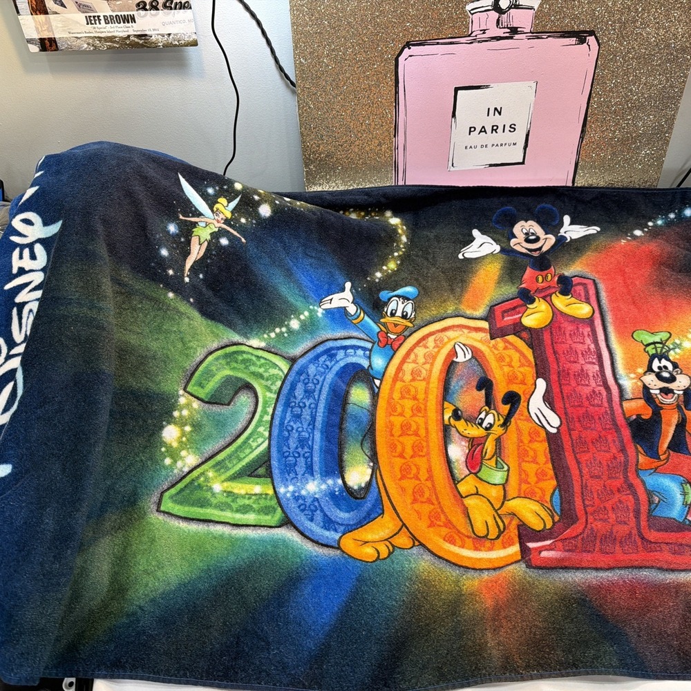 Vintage Silver Spoon 2001 Walt Disney World Beach Bath Towel Bright Colors Thick